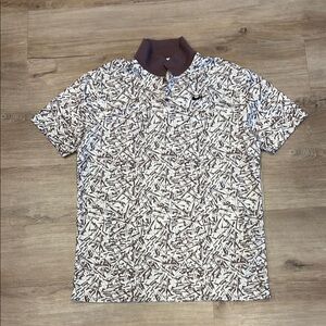 Men's Patterned Polo Shirt - Brown and White